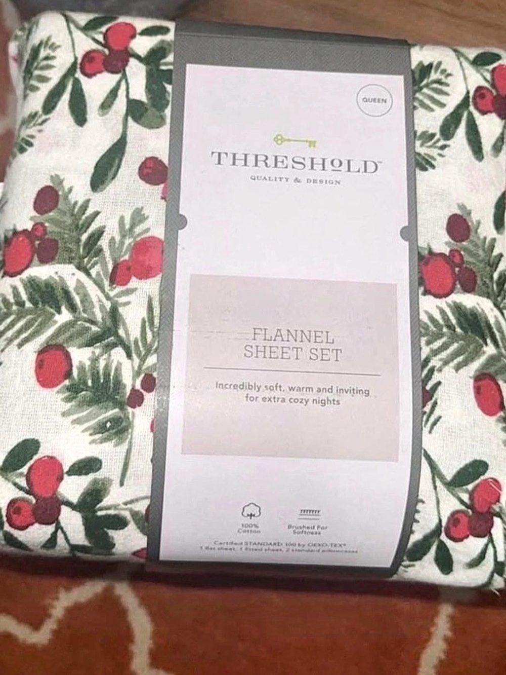 Threshold Holiday Flannel Sheet Set Floral Queen